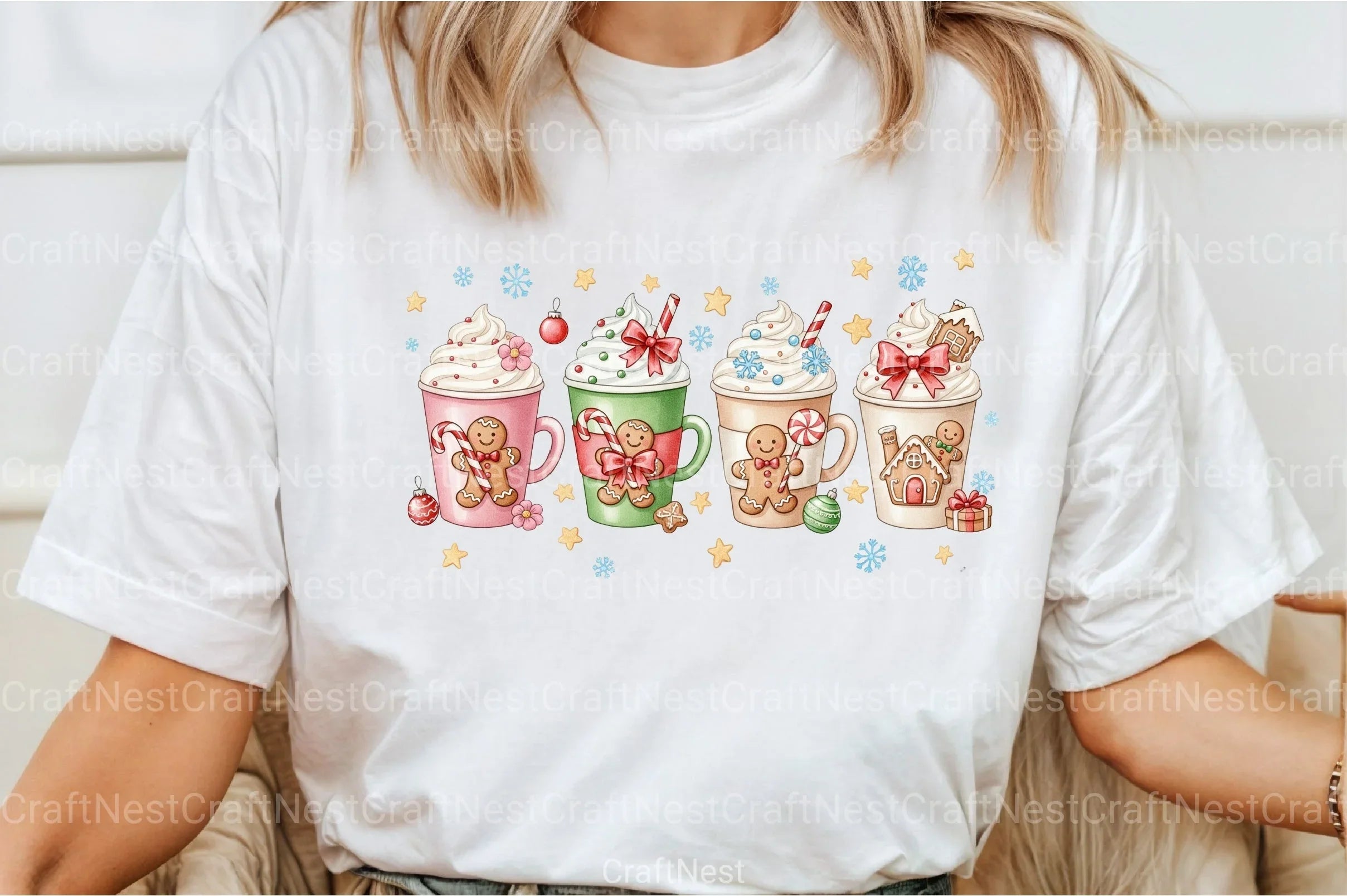 Pink Gingerbread Coffee Christmas Clipart Bundle - CraftNest - Digital Crafting and Art