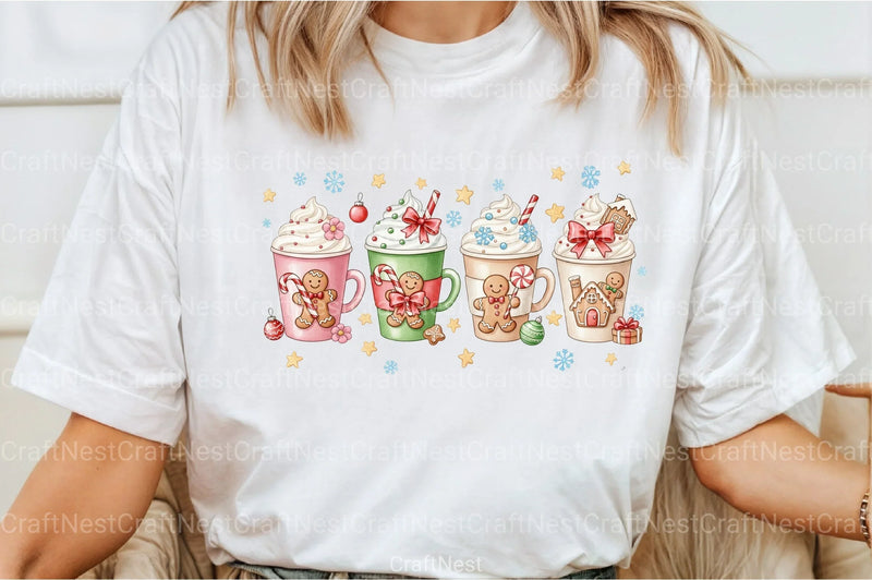 Pink Gingerbread Coffee Christmas Clipart Bundle - CraftNest - Digital Crafting and Art