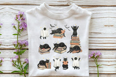 Spooky Cat Halloween Clipart Bundle for Book Lovers - CraftNest - Digital Crafting and Art