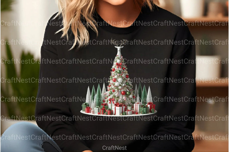 White Christmas Tree Clipart Bundle - CraftNest - Digital Crafting and Art