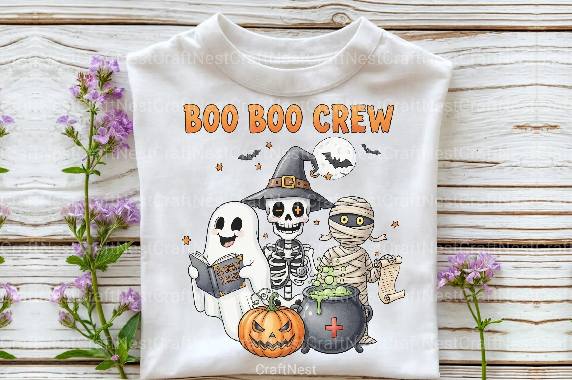 Boo Crew Halloween Nurse Ghost Clipart Bundle - CraftNest - Digital Crafting and Art