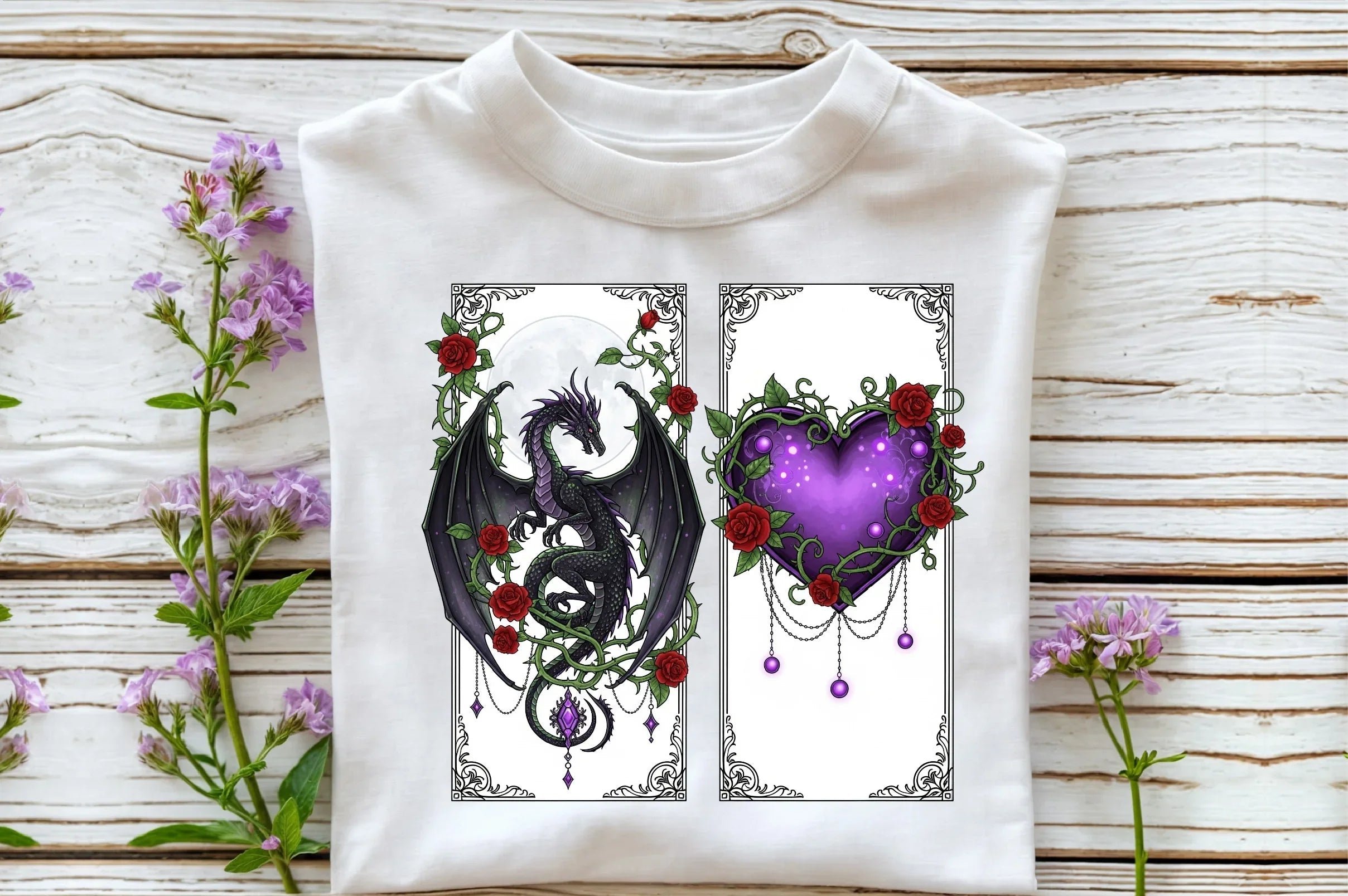 Gothic Dragons Love Flower Clipart Bundle - CraftNest - Digital Crafting and Art