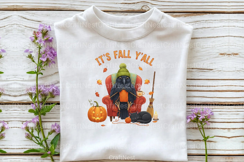 Cozy Fall Knitting Crow & Cat Clipart Bundle - CraftNest - Digital Crafting and Art