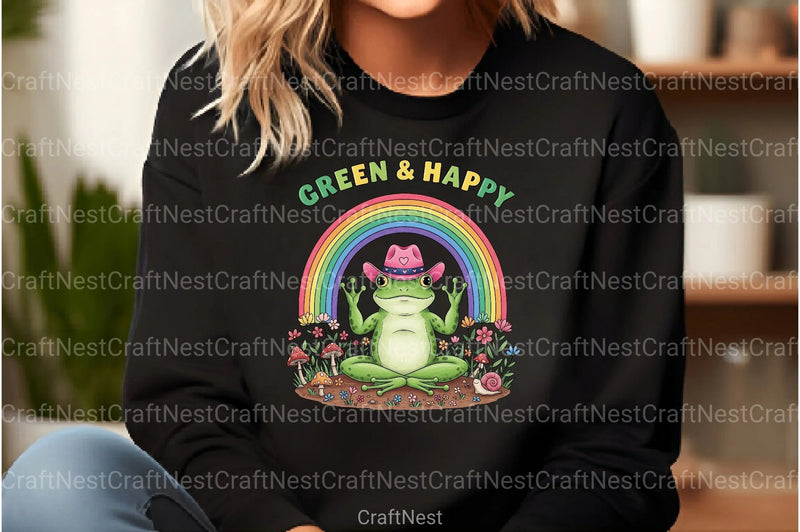 Green & Happy Funny Frog Clipart Bundle - CraftNest - Digital Crafting and Art