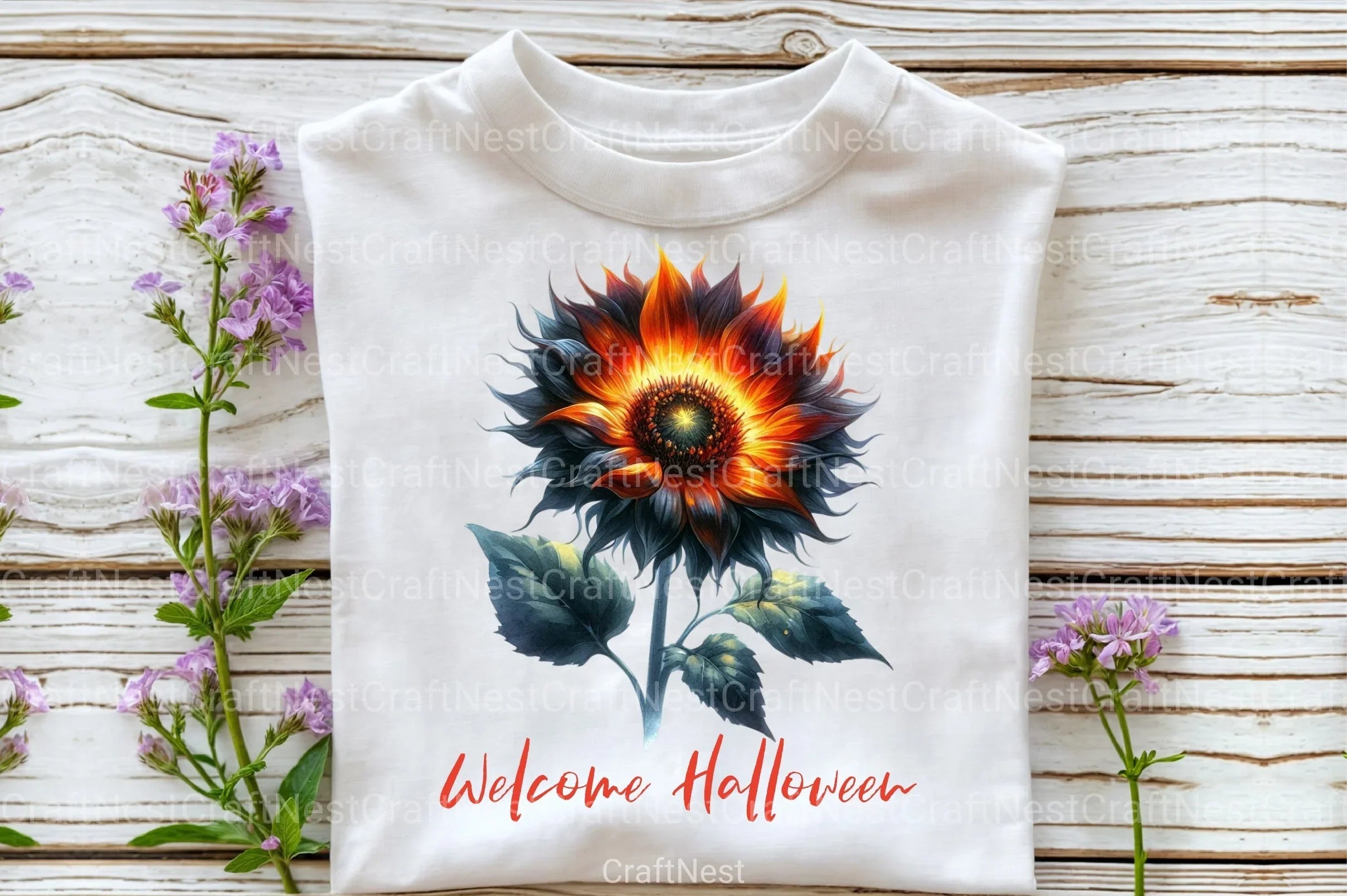 Welcome Halloween Sunflower Clipart Bundle - CraftNest - Digital Crafting and Art