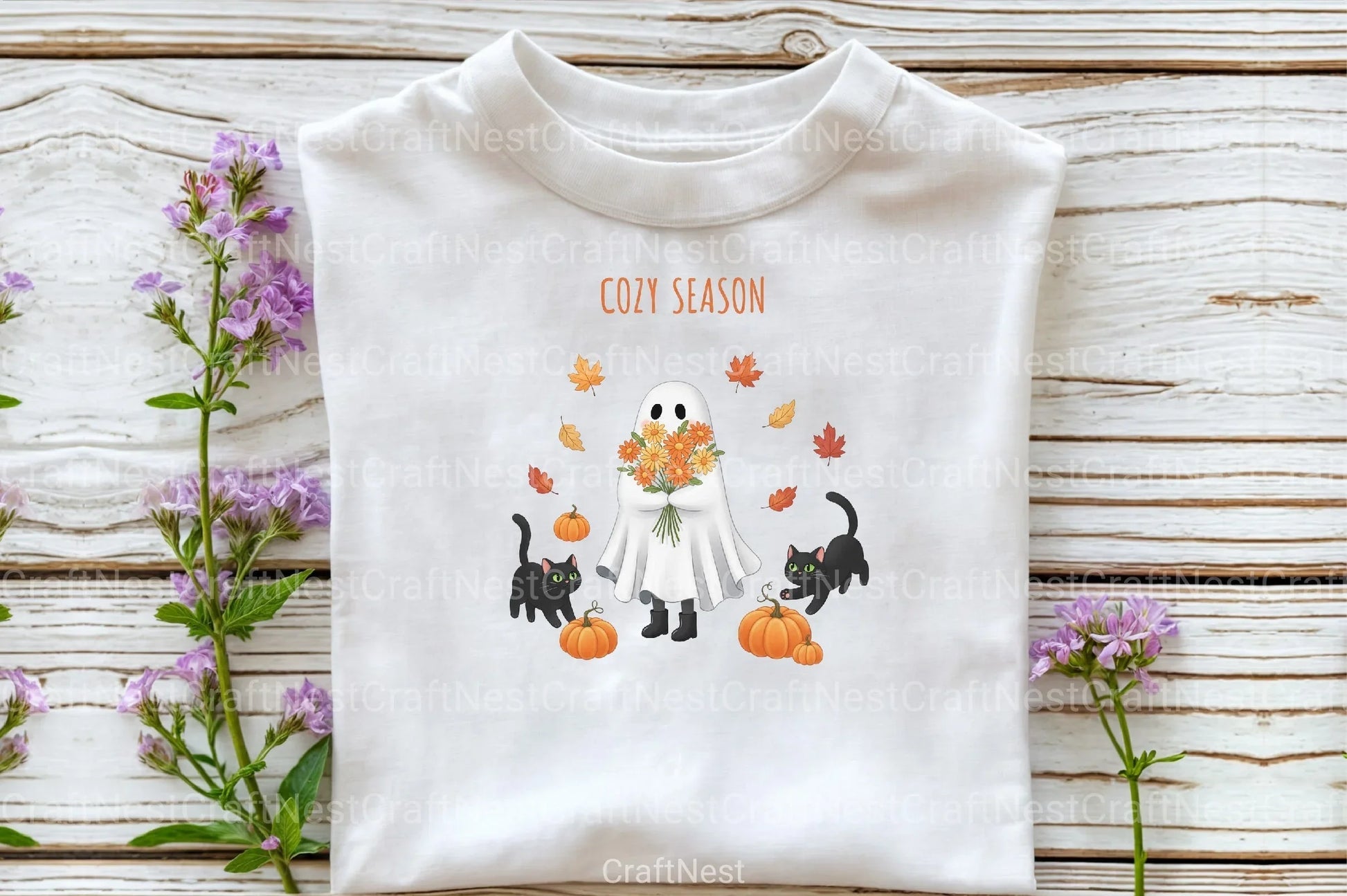 Cozy Season Ghost Cat Clipart Bundle - CraftNest - Digital Crafting and Art