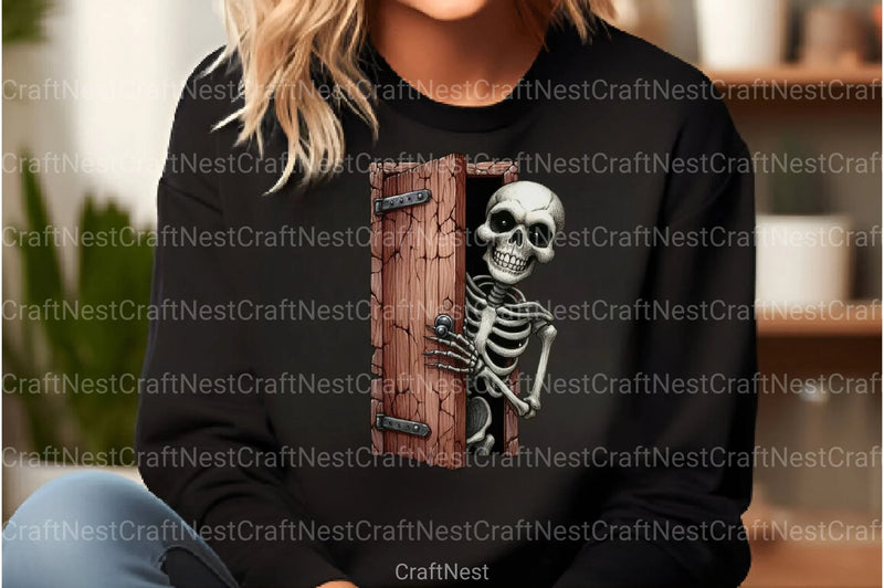 Funny Skeleton Peeking Clipart Bundle 1 - CraftNest - Digital Crafting and Art