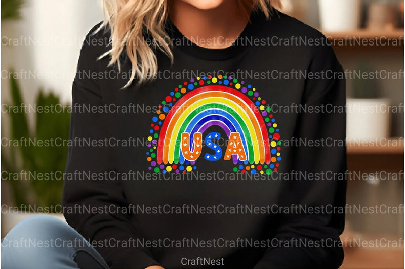 America Rainbow Boho Clipart Bundle - CraftNest - Digital Crafting and Art