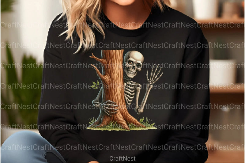 Funny Skeleton Peeking Clipart Bundle 11 - CraftNest - Digital Crafting and Art