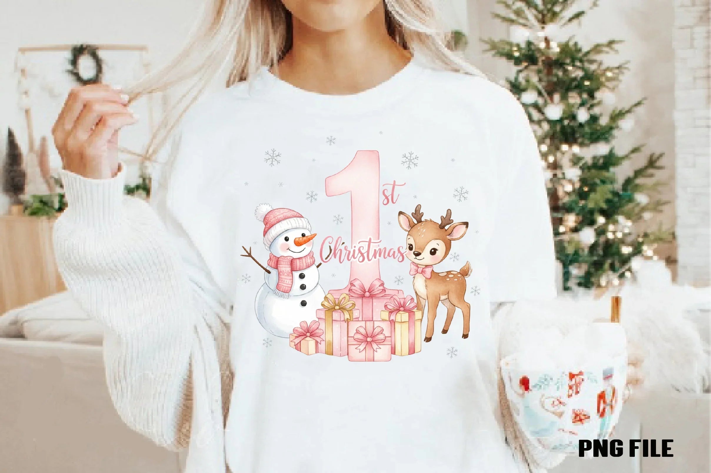 Pink Snowman Baby's First Christmas Clipart Bundle - CraftNest - Digital Crafting and Art