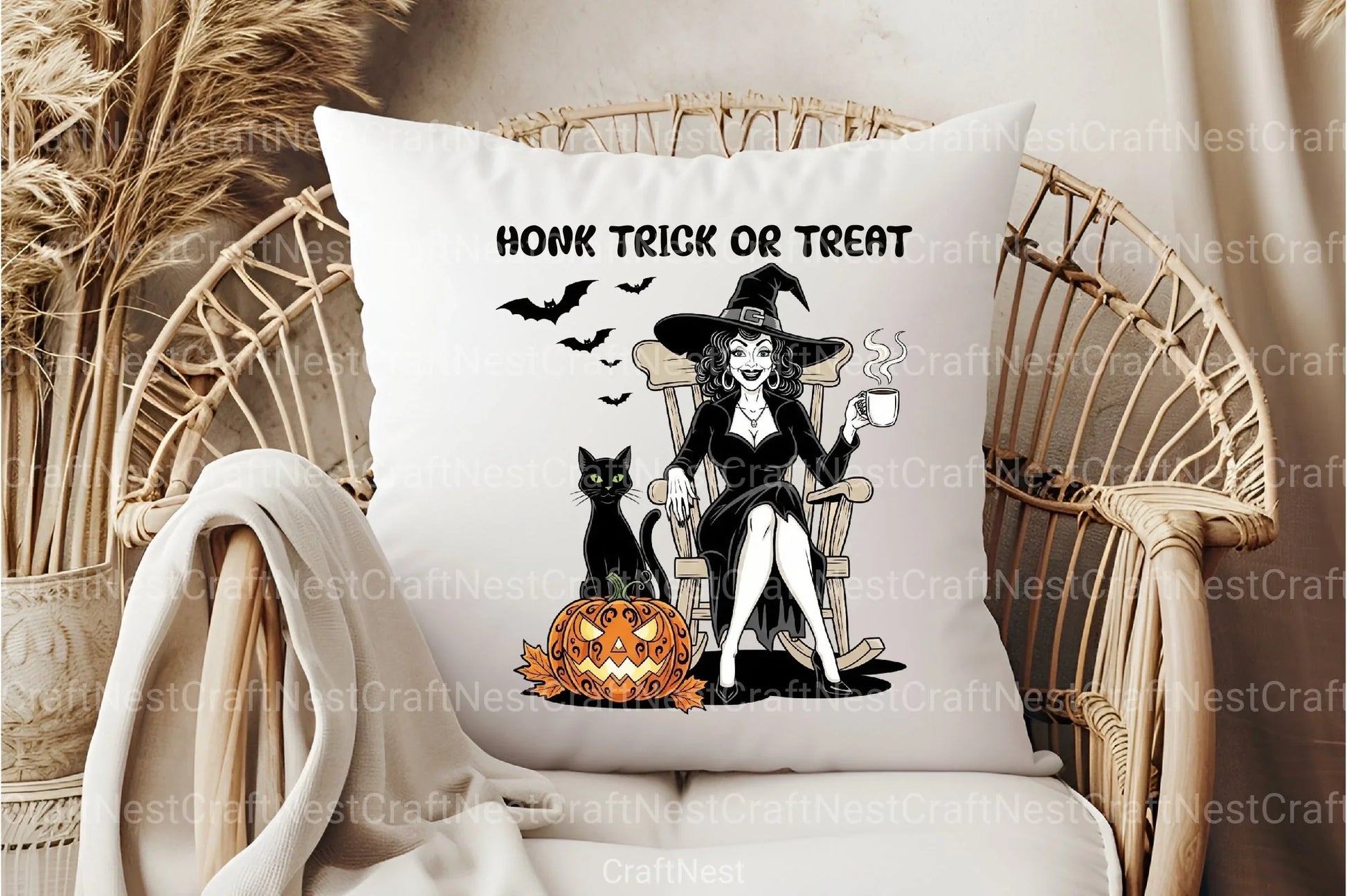 Vintage Halloween Witch & Cat Clipart Bundle - CraftNest - Digital Crafting and Art