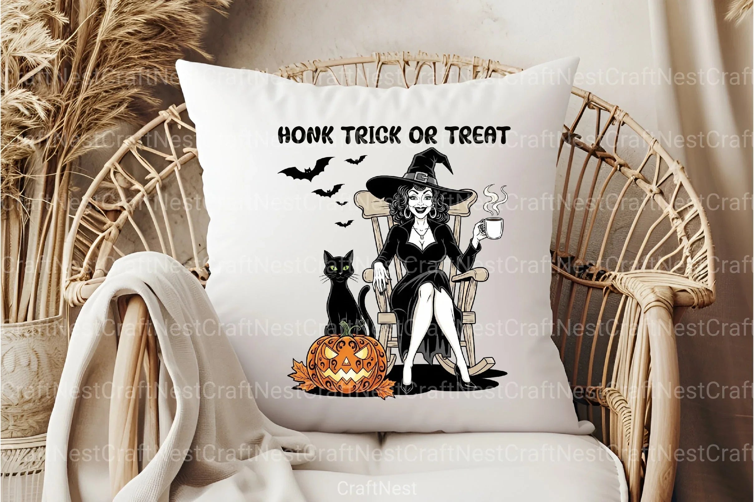 Vintage Halloween Witch & Cat Clipart Bundle - CraftNest - Digital Crafting and Art