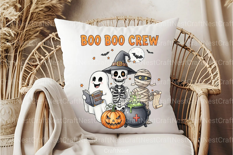 Boo Crew Halloween Nurse Ghost Clipart Bundle - CraftNest - Digital Crafting and Art