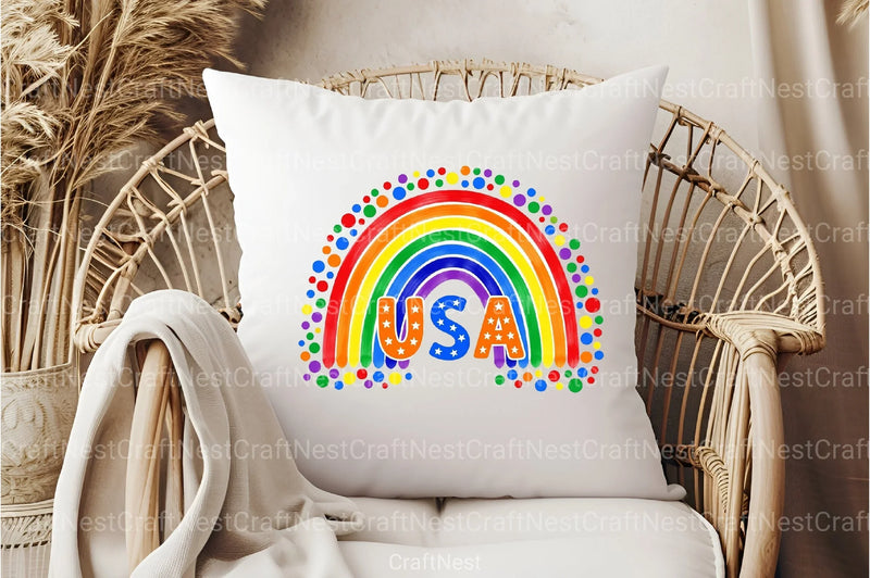 America Rainbow Boho Clipart Bundle - CraftNest - Digital Crafting and Art