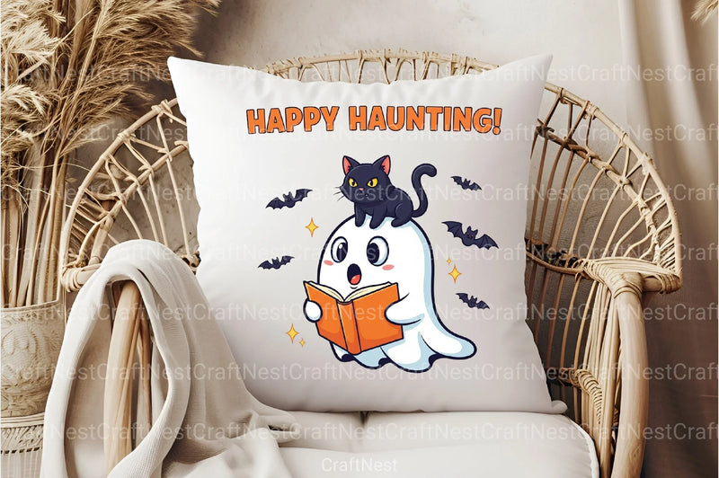 Cute Halloween Ghost Reading Book Clipart Bundle - CraftNest - Digital Crafting and Art