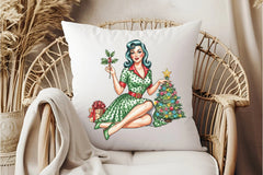 Vintage Pin Up Christmas Girl Clipart Bundle - CraftNest - Digital Crafting and Art