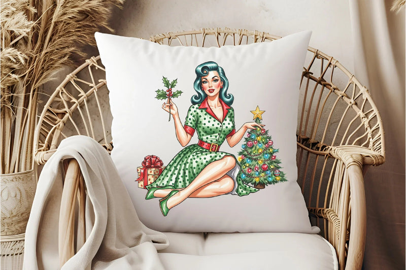 Vintage Pin Up Christmas Girl Clipart Bundle - CraftNest - Digital Crafting and Art