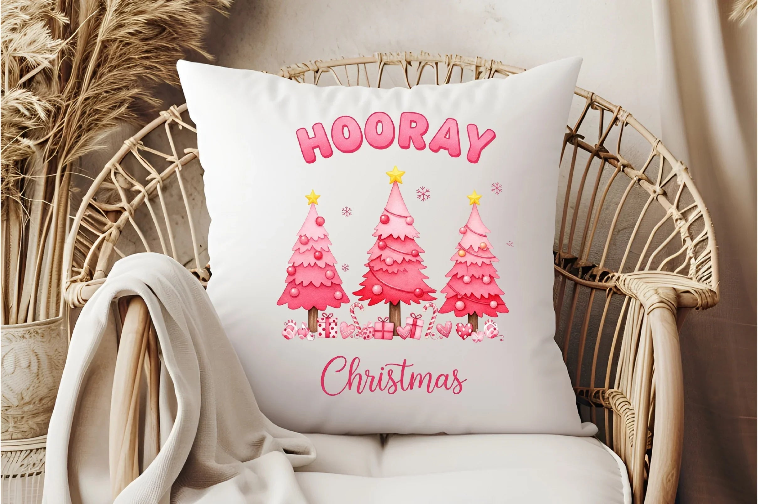 Hooray Christmas Pink Tree Clipart Bundle - CraftNest - Digital Crafting and Art