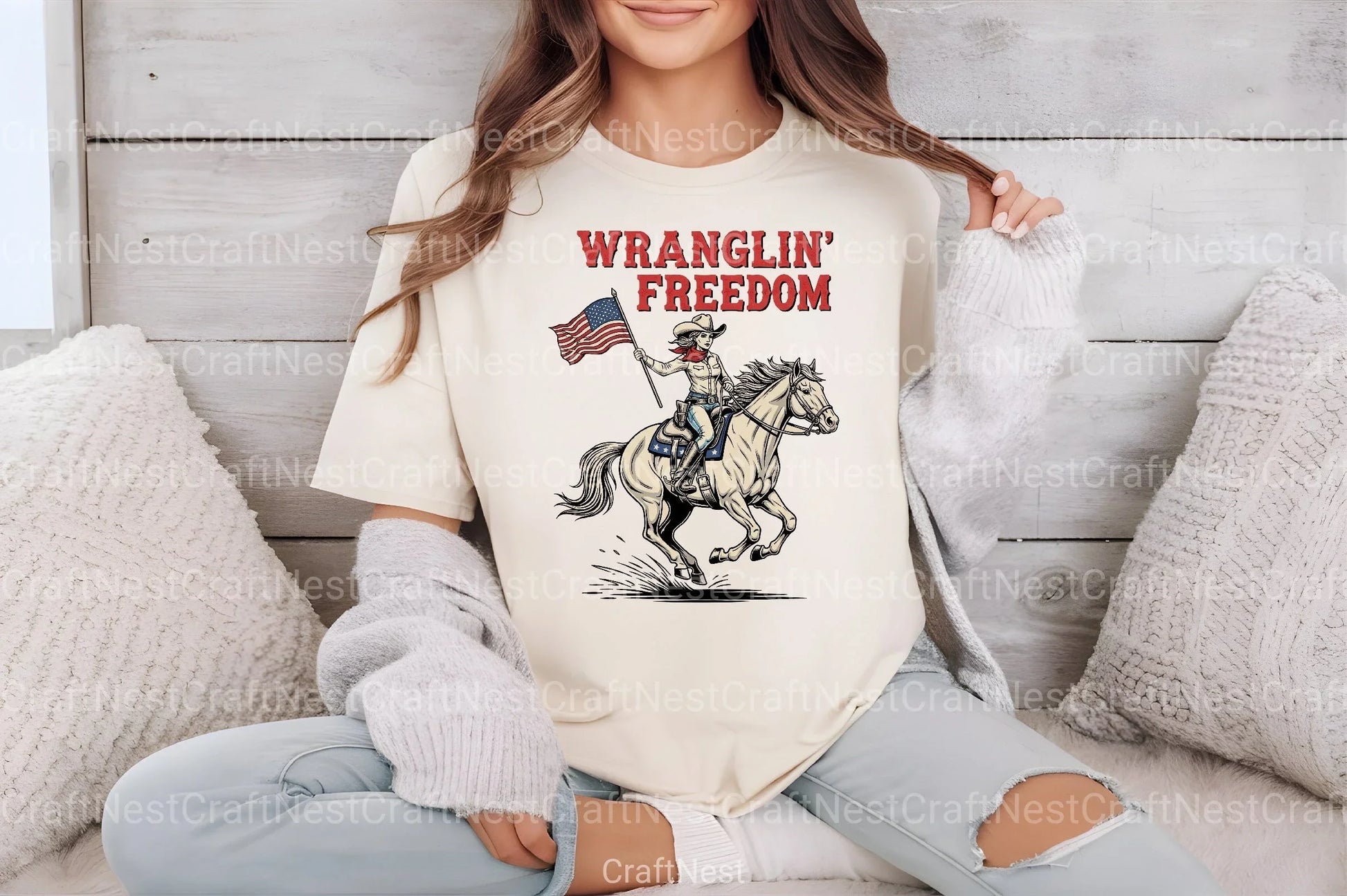 Wranglin' Freedom American Cowgirl Clipart Bundle - CraftNest - Digital Crafting and Art