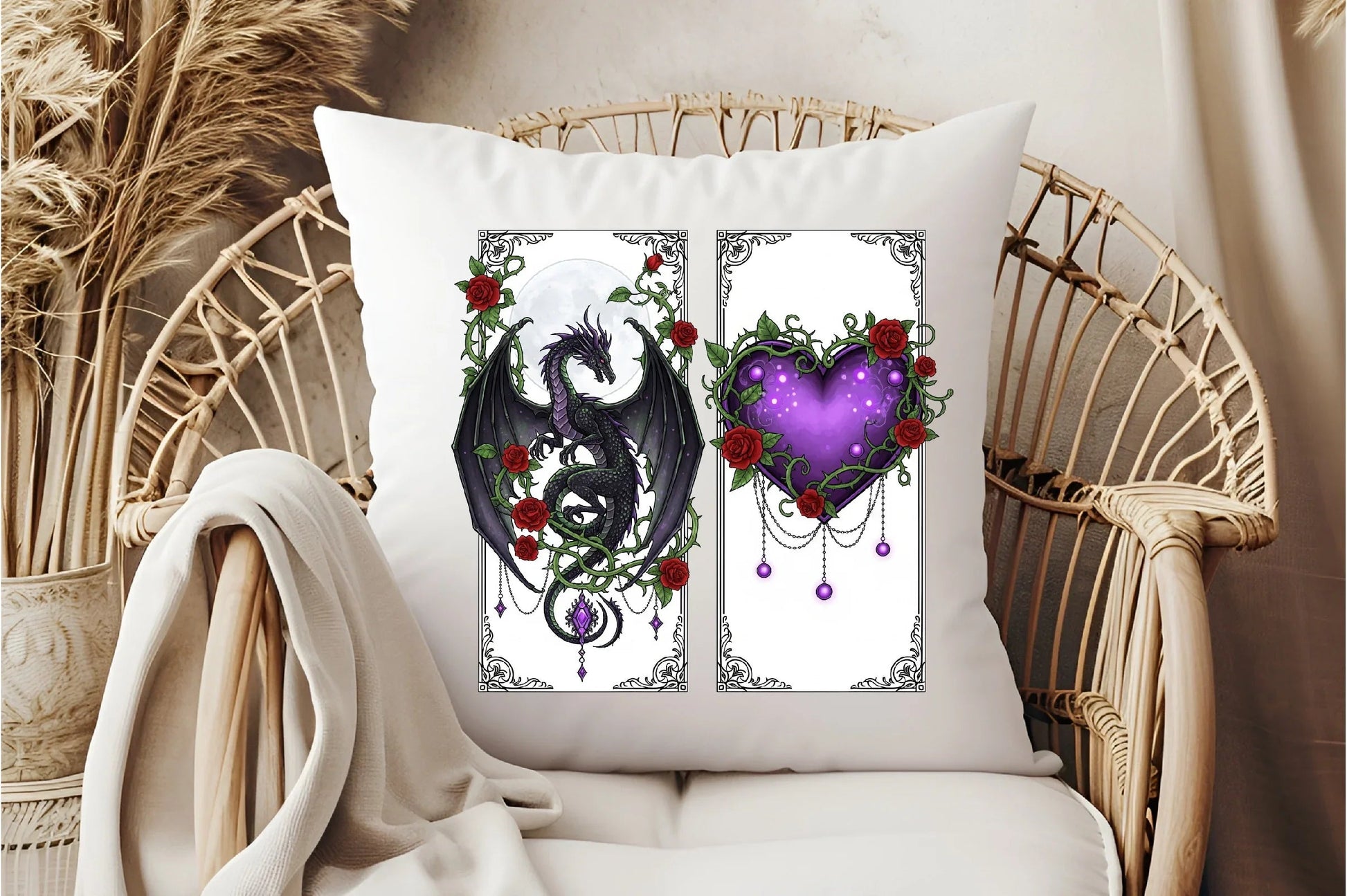 Gothic Dragons Love Flower Clipart Bundle - CraftNest - Digital Crafting and Art