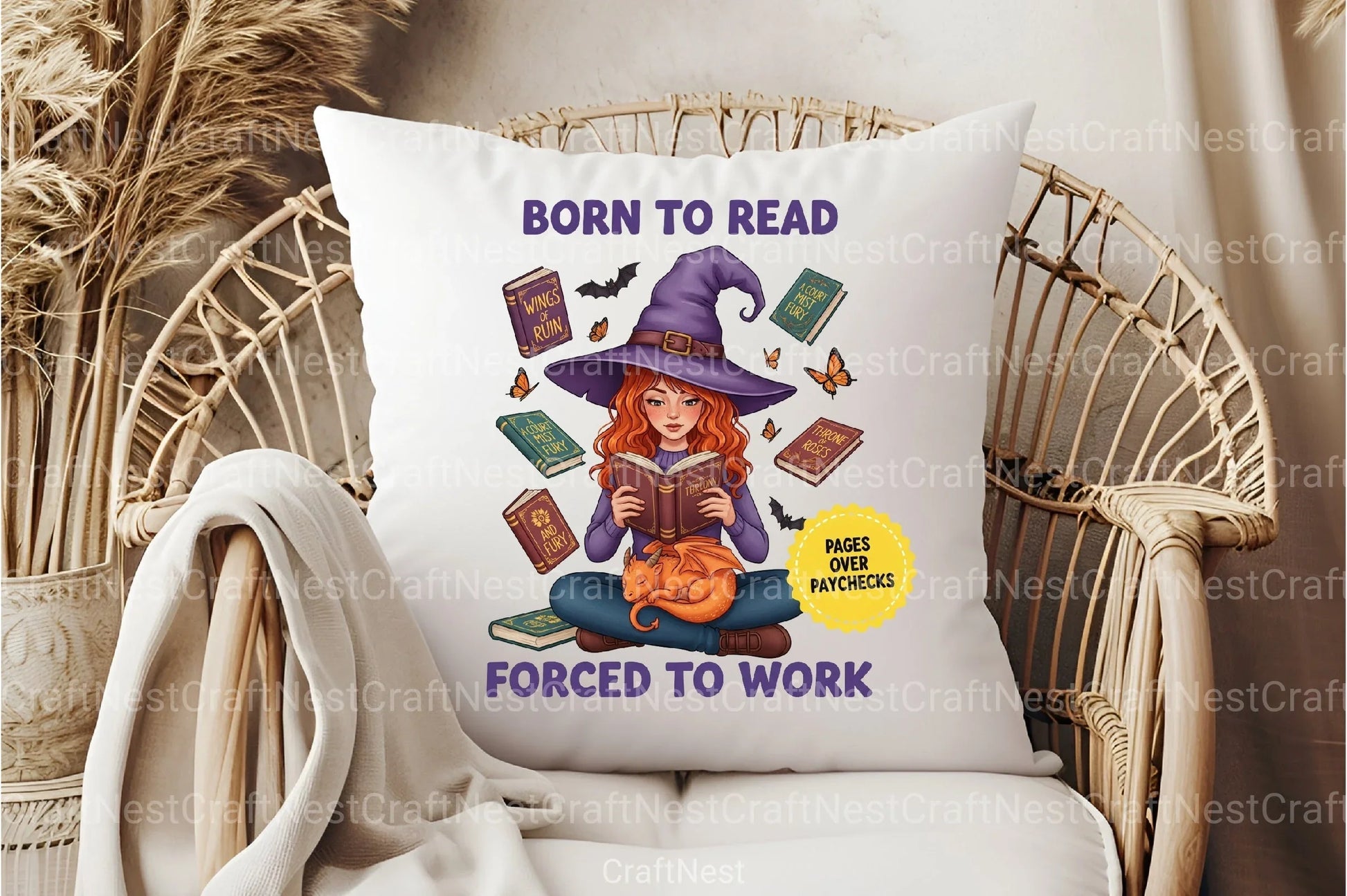 Witchy Clipart Bundle: Born to Read, Forced to Work - CraftNest - Digital Crafting and Art