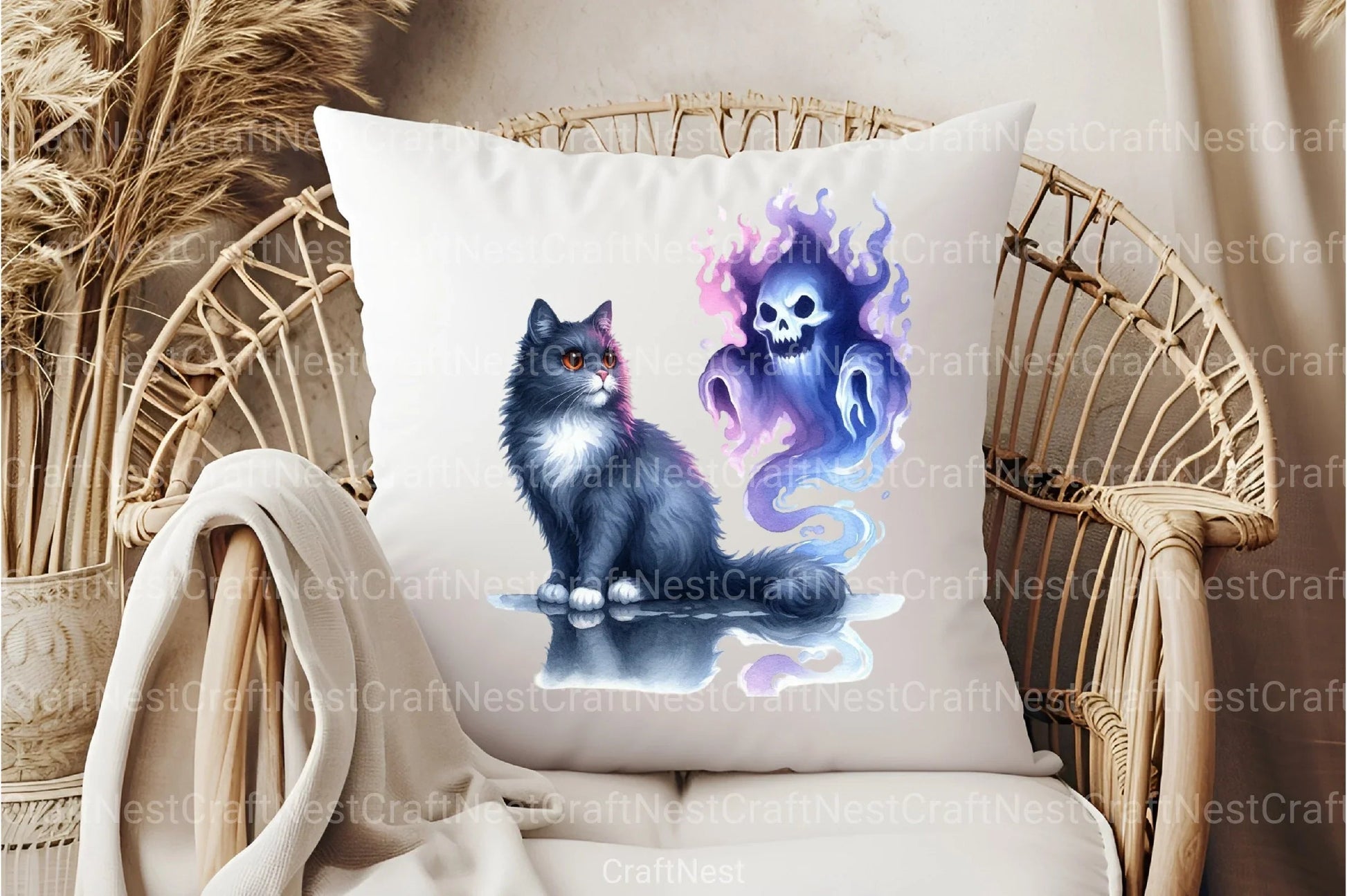 Halloween Cat & Smoky Ghost Clipart Bundle 3 - CraftNest - Digital Crafting and Art