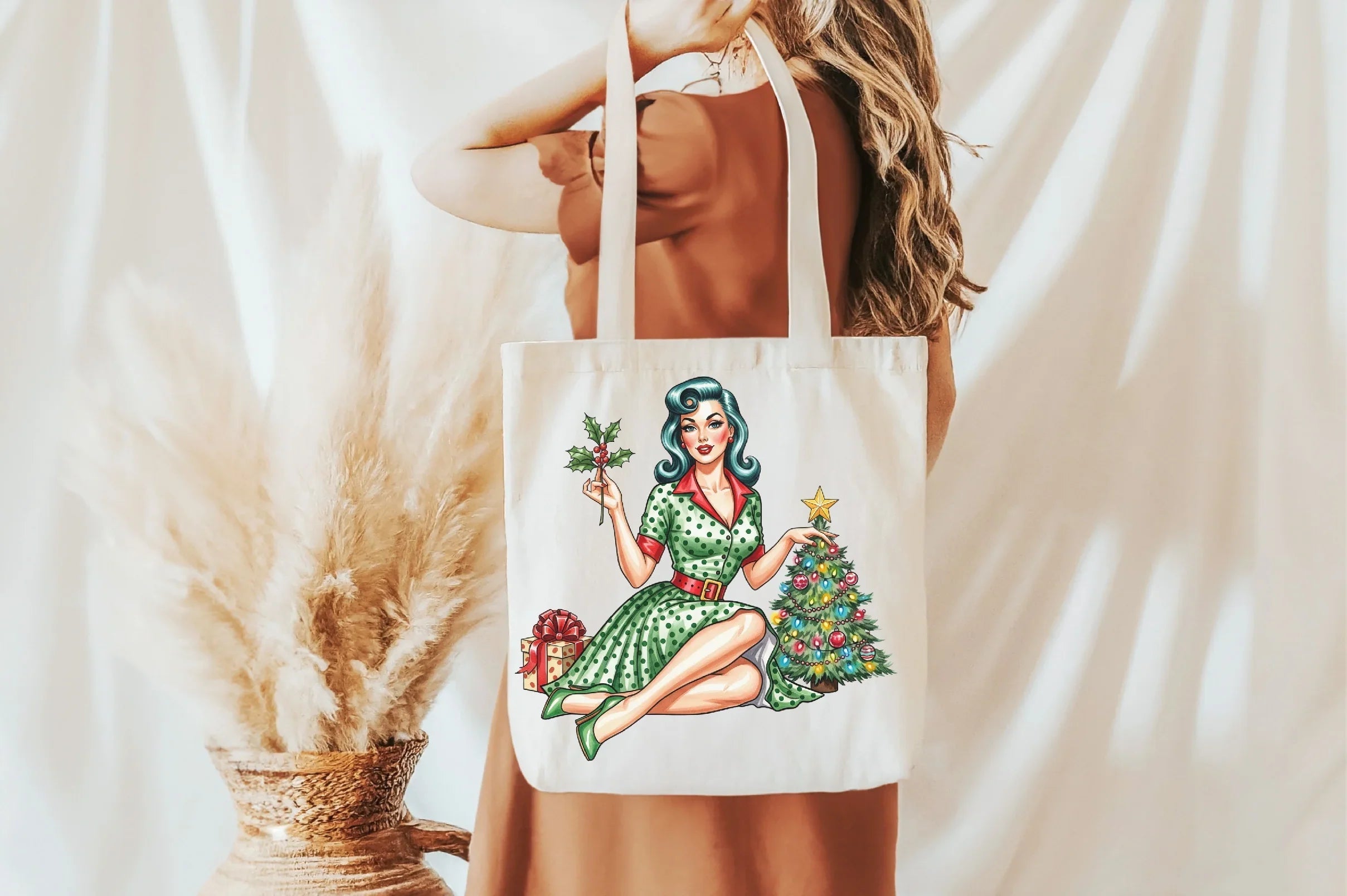 Vintage Pin Up Christmas Girl Clipart Bundle - CraftNest - Digital Crafting and Art