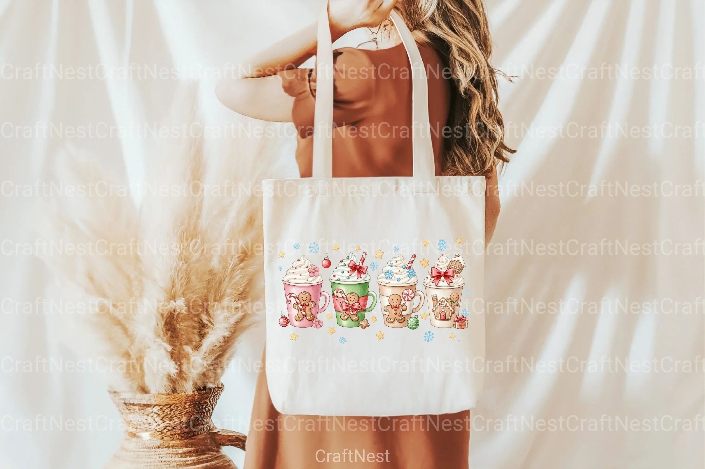 Pink Gingerbread Coffee Christmas Clipart Bundle - CraftNest - Digital Crafting and Art