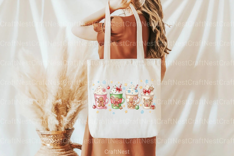 Pink Gingerbread Coffee Christmas Clipart Bundle - CraftNest - Digital Crafting and Art