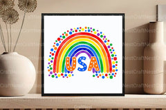 America Rainbow Boho Clipart Bundle - CraftNest - Digital Crafting and Art