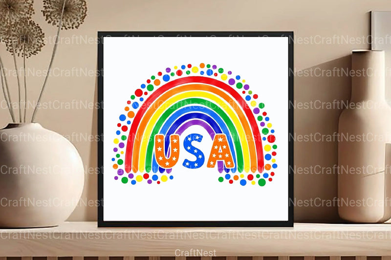 America Rainbow Boho Clipart Bundle - CraftNest - Digital Crafting and Art
