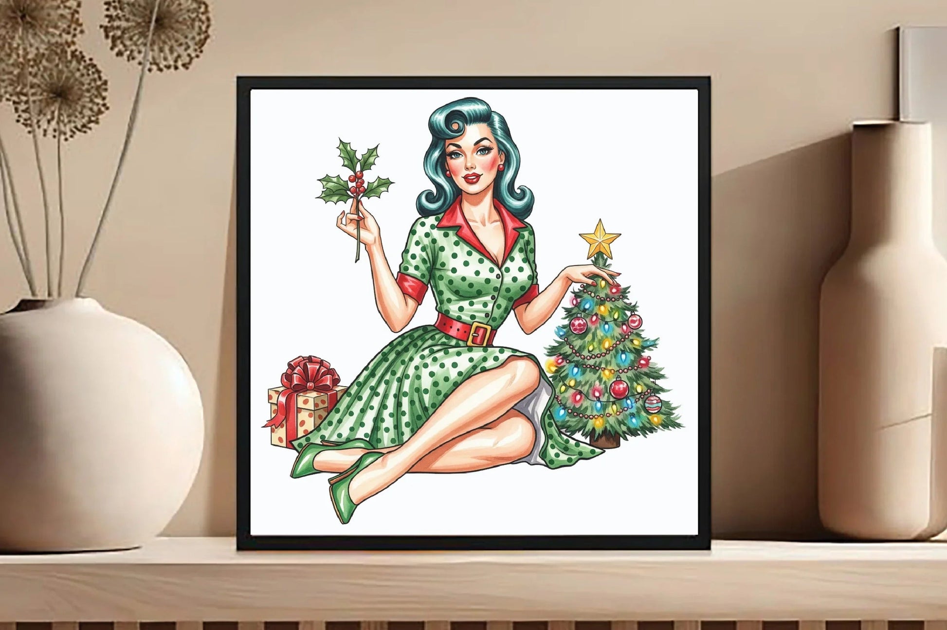 Vintage Pin Up Christmas Girl Clipart Bundle - CraftNest - Digital Crafting and Art