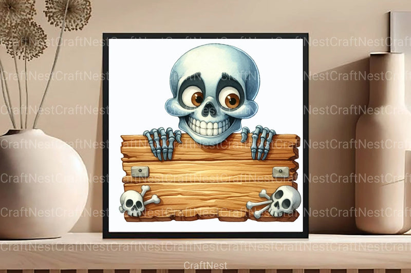 Funny Skeleton Peeking Clipart Bundle 67 - CraftNest - Digital Crafting and Art