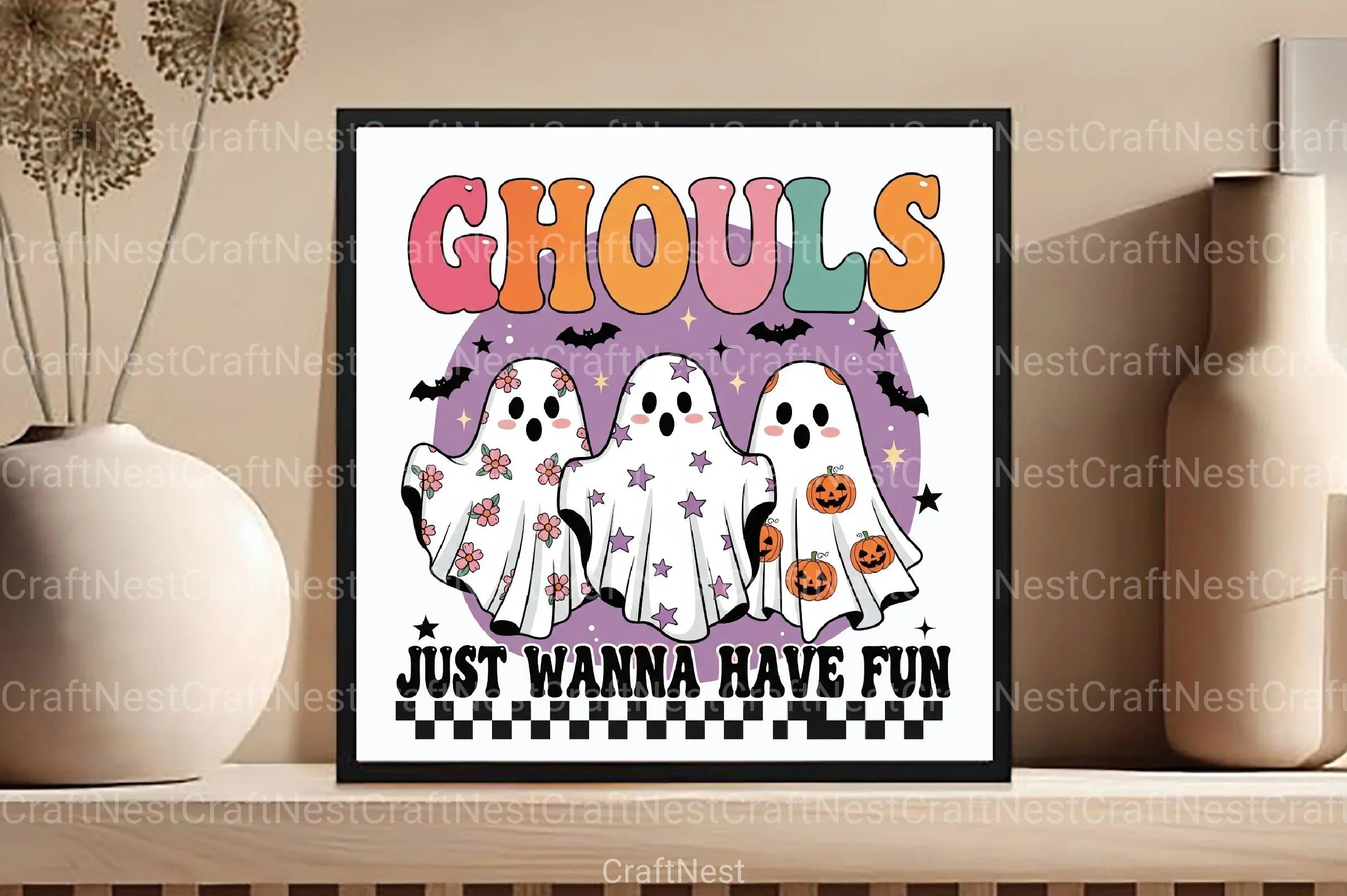 Retro Halloween Ghouls Clipart Bundle - CraftNest - Digital Crafting and Art