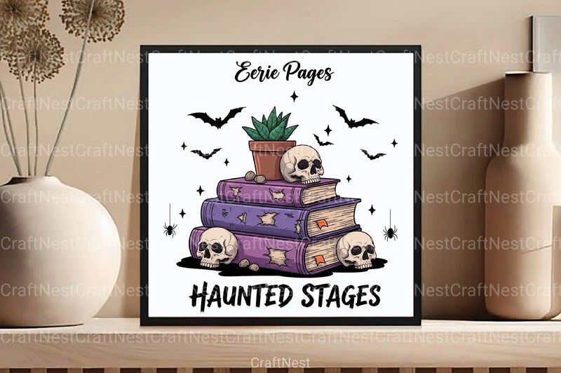 Bookish Halloween Funny Skull Clipart Bundle - CraftNest - Digital Crafting and Art