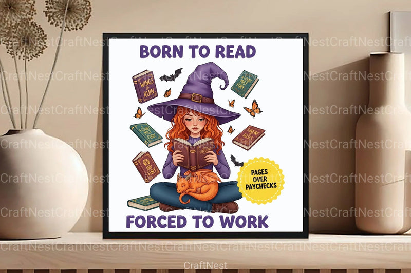 Witchy Clipart Bundle: Born to Read, Forced to Work - CraftNest - Digital Crafting and Art