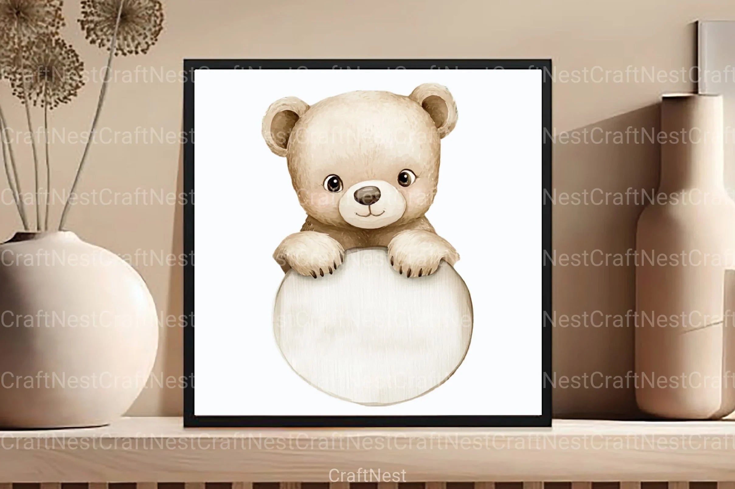 Watercolor Boho Teddy Clipart Bundle - CraftNest - Digital Crafting and Art