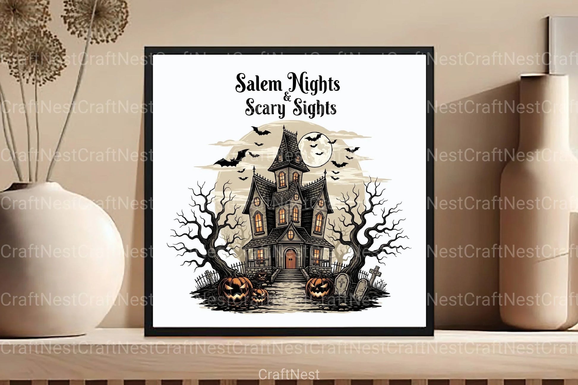 Halloween Horror House Salem Night Clipart Bundle - CraftNest - Digital Crafting and Art