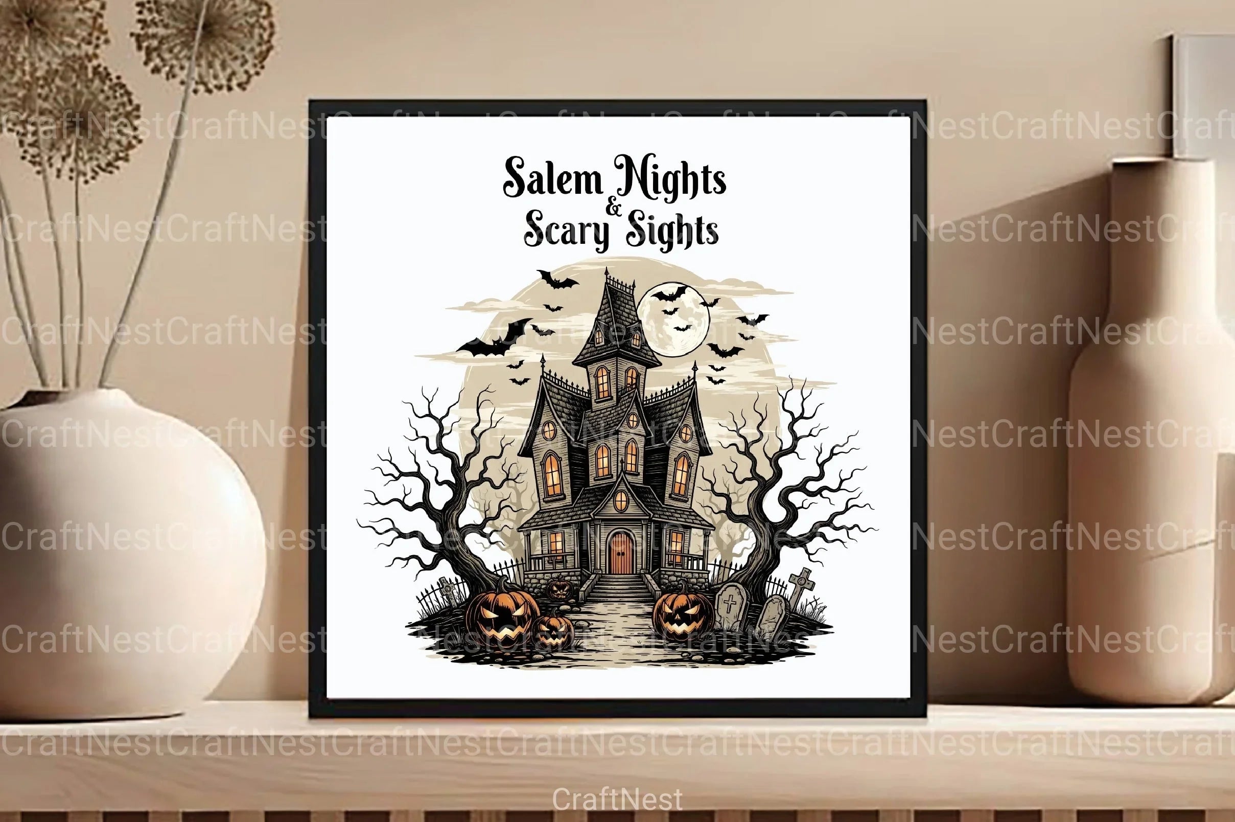 Halloween Horror House Salem Night Clipart Bundle - CraftNest - Digital Crafting and Art