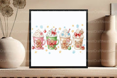 Pink Gingerbread Coffee Christmas Clipart Bundle - CraftNest - Digital Crafting and Art