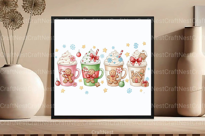 Pink Gingerbread Coffee Christmas Clipart Bundle - CraftNest - Digital Crafting and Art