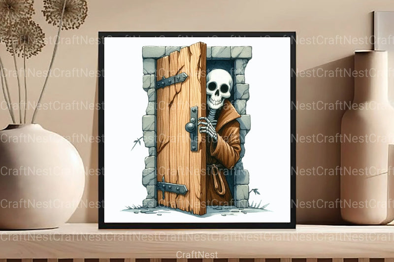 Funny Skeleton Peeking Clipart Bundle 77 - CraftNest - Digital Crafting and Art