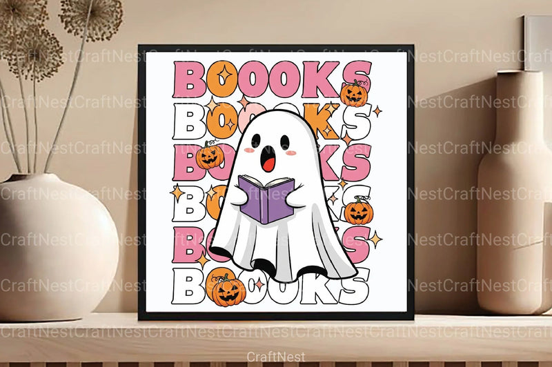 Boo Ghost Reading Book Clipart Bundle - CraftNest - Digital Crafting and Art