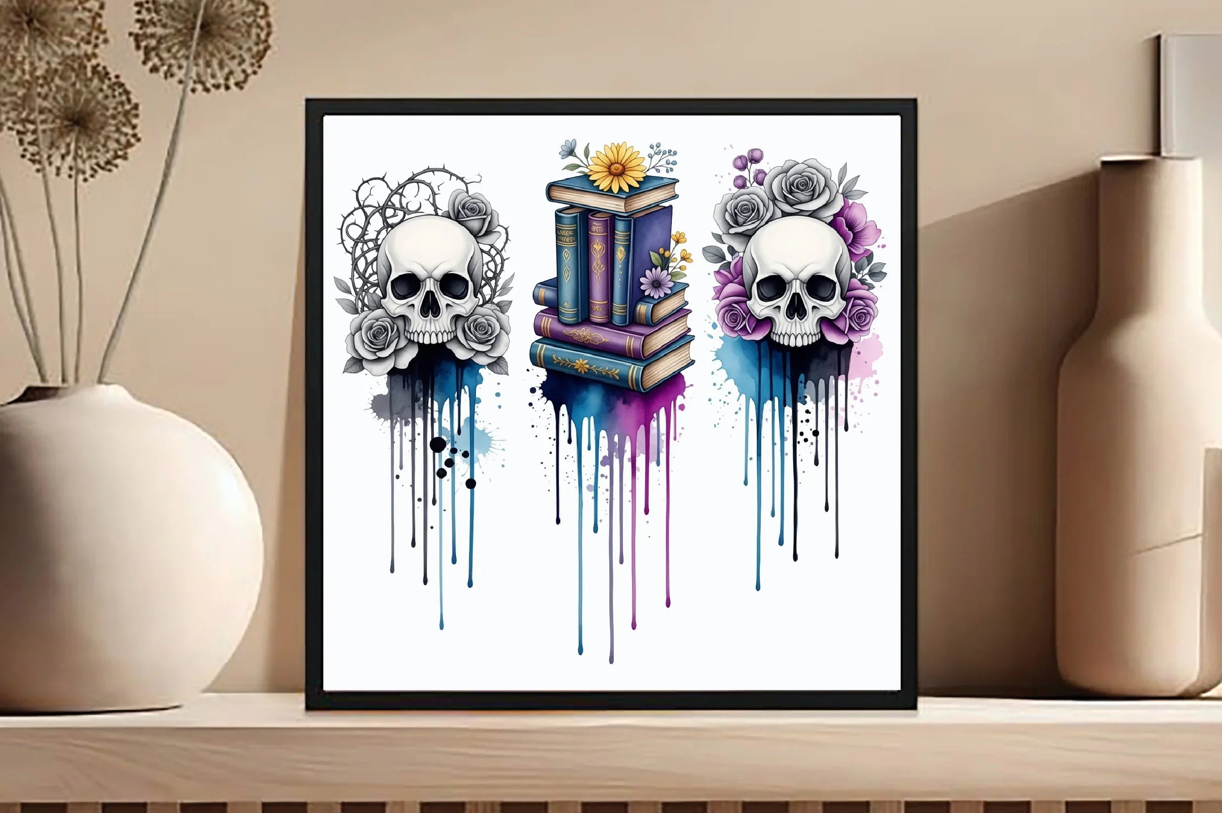 Floral Skulls & Books Clipart Bundle - CraftNest - Digital Crafting and Art
