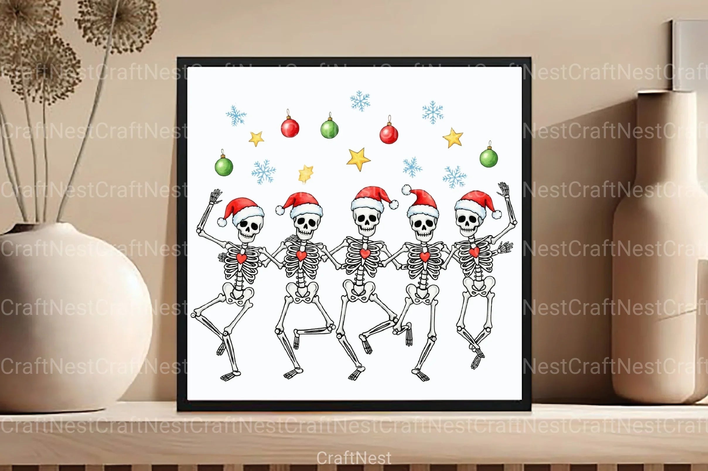 Merry Christmas Dancing Skeletons Clipart Bundle - CraftNest - Digital Crafting and Art