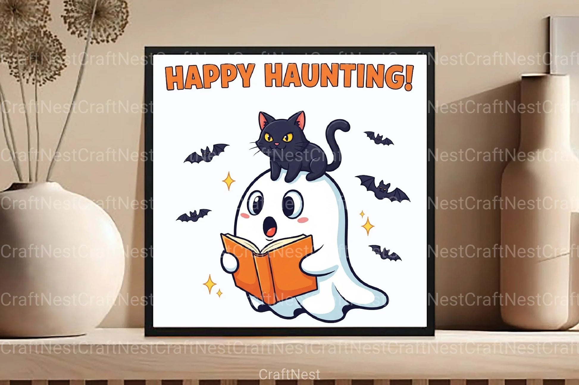 Cute Halloween Ghost Reading Book Clipart Bundle - CraftNest - Digital Crafting and Art