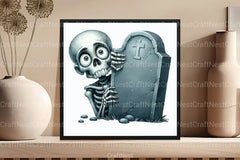 Funny Skeleton Peeking Clipart Bundle 33 - CraftNest - Digital Crafting and Art