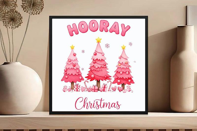Hooray Christmas Pink Tree Clipart Bundle - CraftNest - Digital Crafting and Art