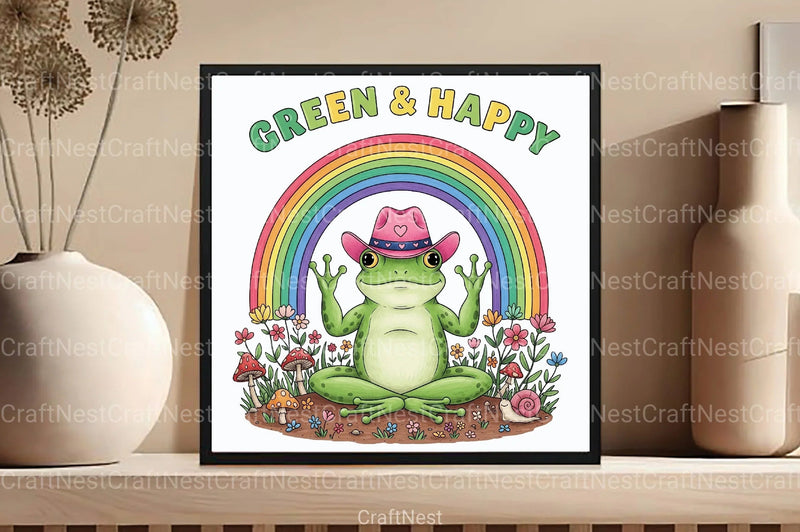 Green & Happy Funny Frog Clipart Bundle - CraftNest - Digital Crafting and Art