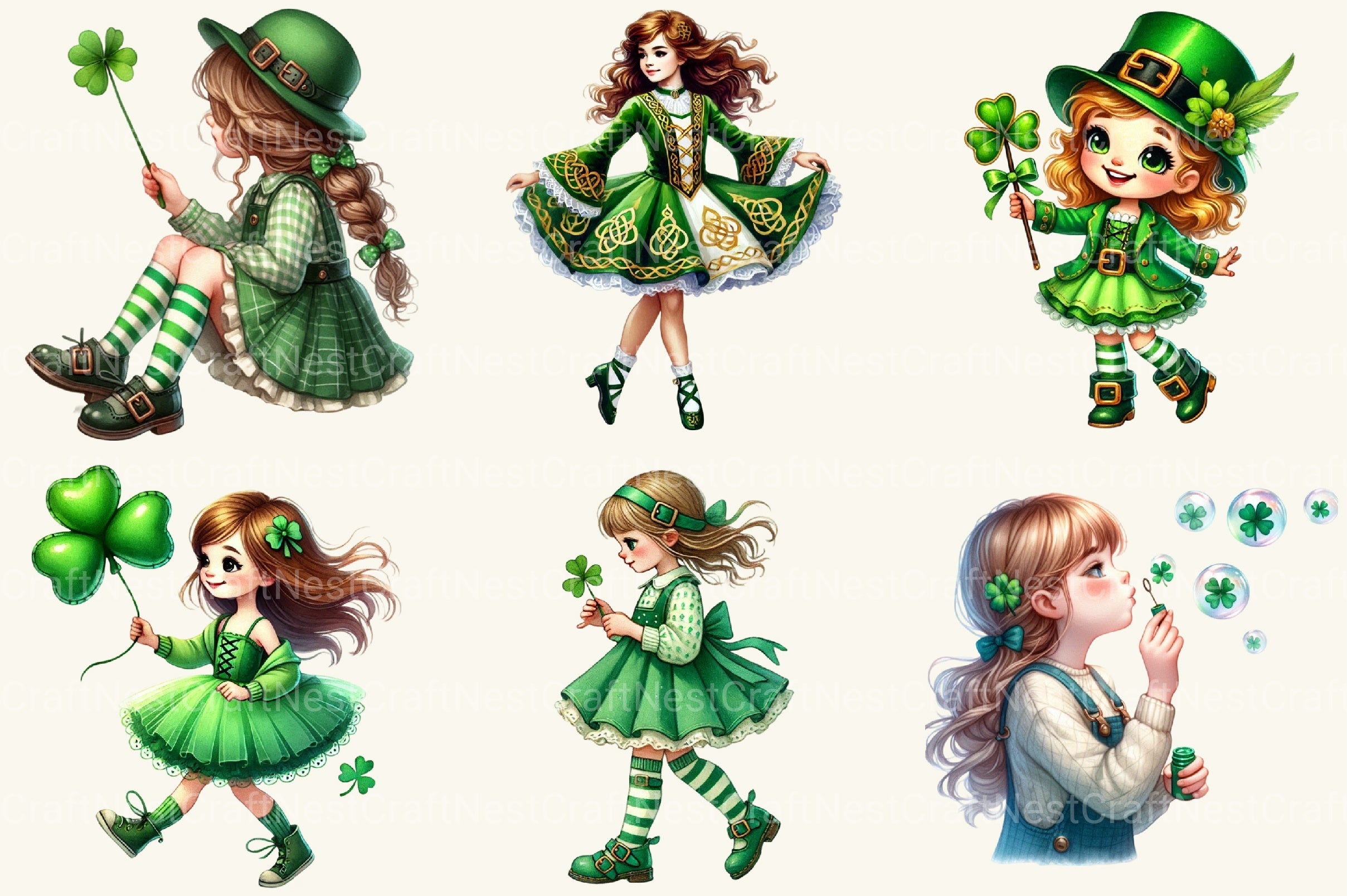 St Patrick's Girl Clipart Bundle